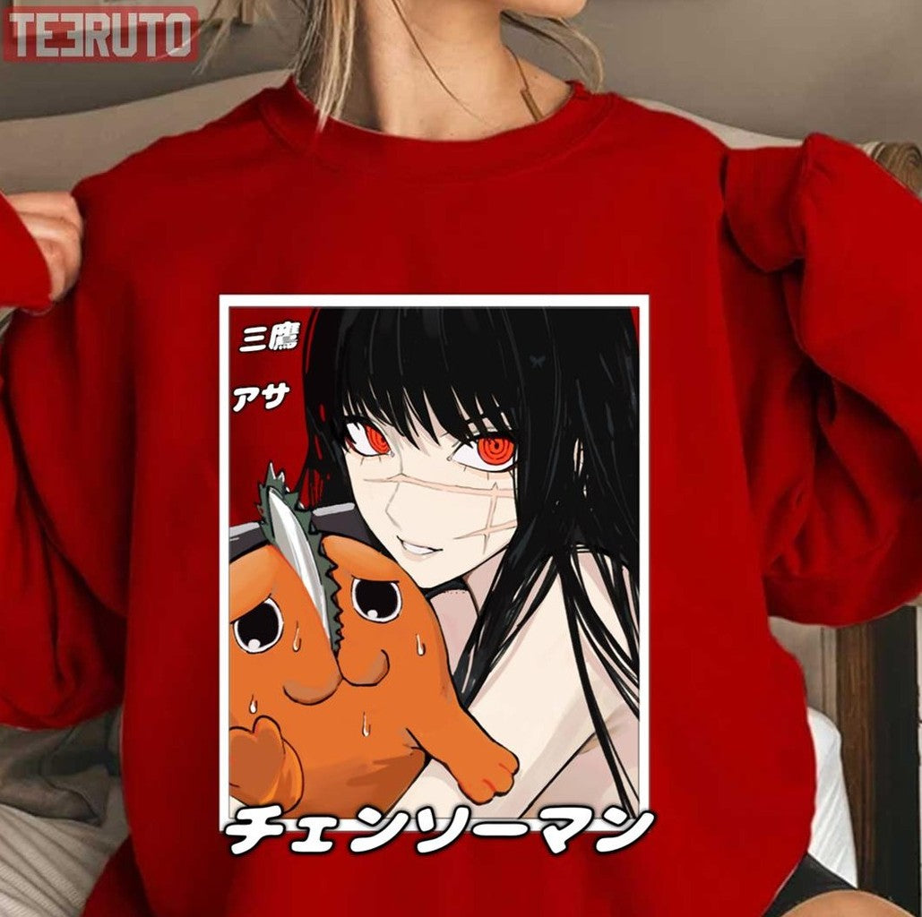 Asa Mitaka & Pochita Chainsaw Man Colored Eyes Unisex T-shirt