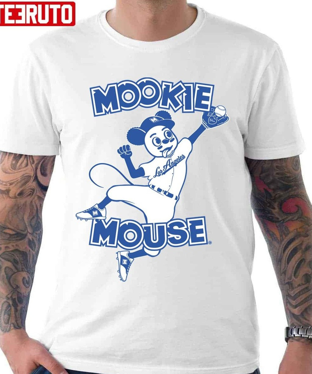 Mookie Mouse Fly Catch Baseball Blue Dodgers Baseball Unisex Hoodie