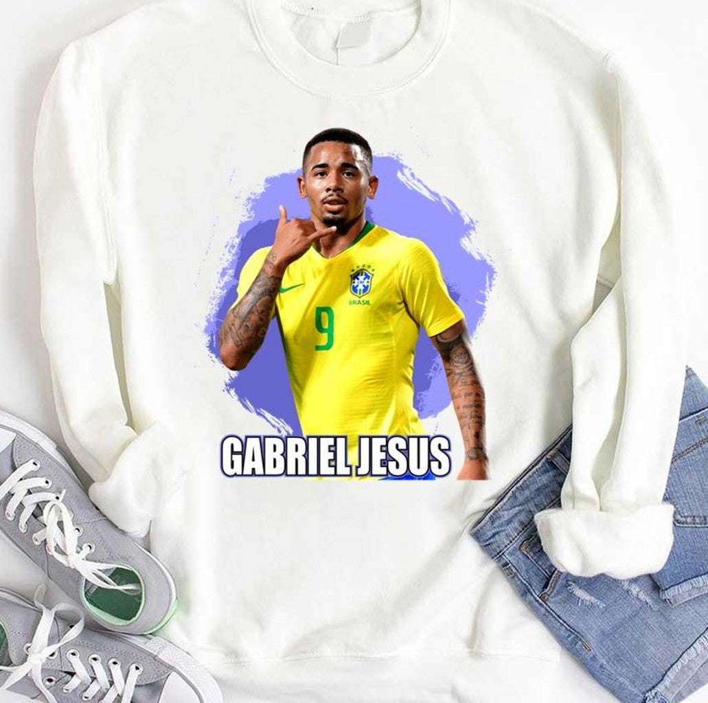 Out I March With Bat And Pad Gabriel Jesus Brazil Football Unisex Hoodie