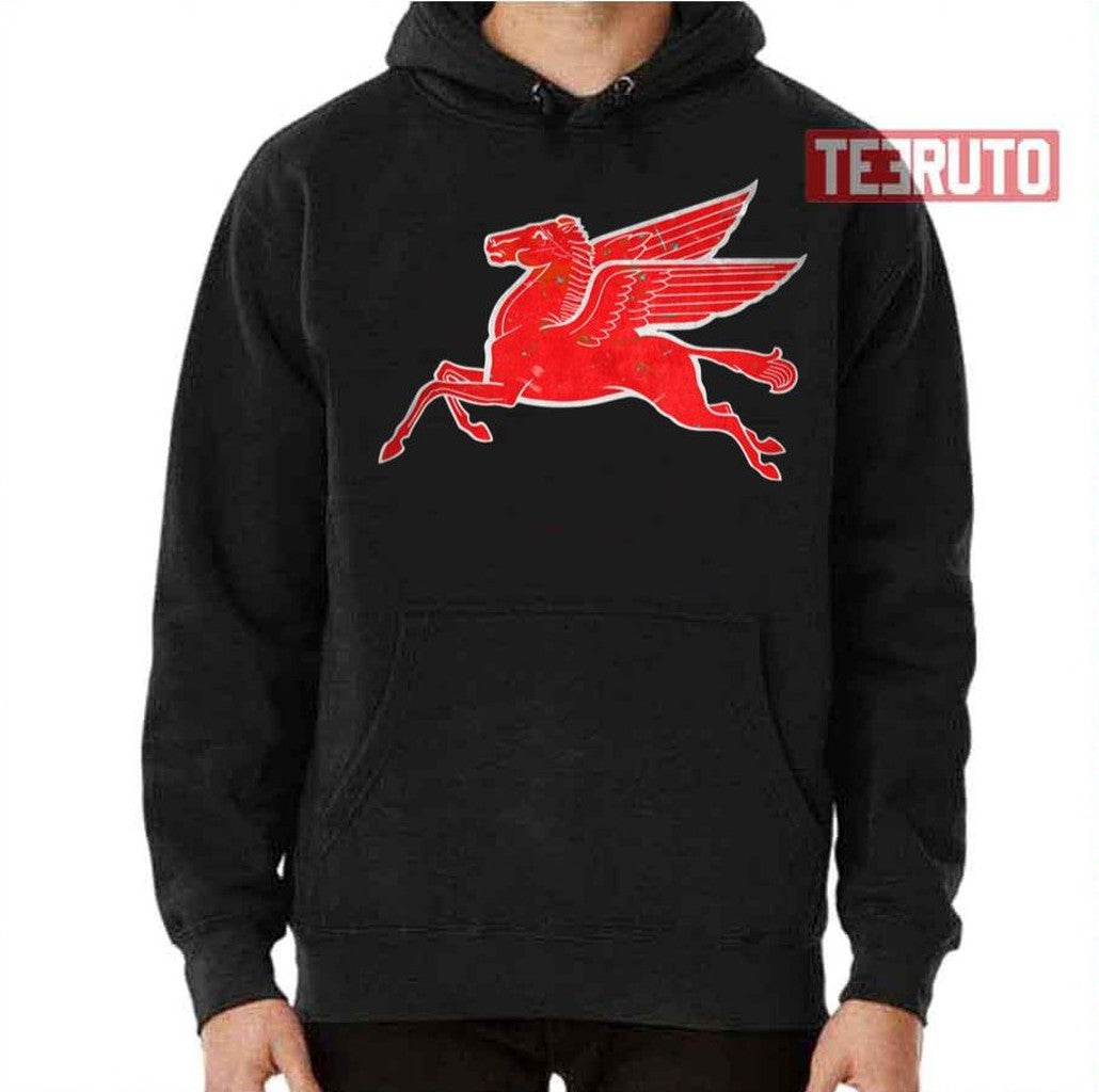 Red Pegasus Distressed Version Facing Left Unisex T-Shirt