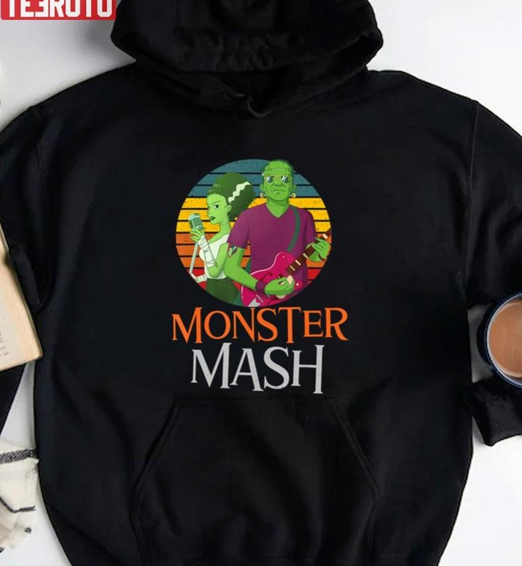 Monster Mash Frankenstein And Bride Rock Band Halloween Unisex Sweatshirt