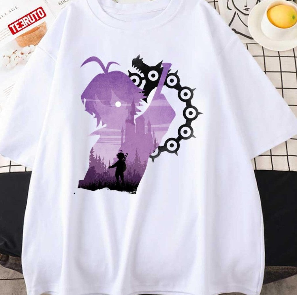 Purple Silhouette Meliodas The Seven Deadly Sins Animation Art Unisex T-Shirt
