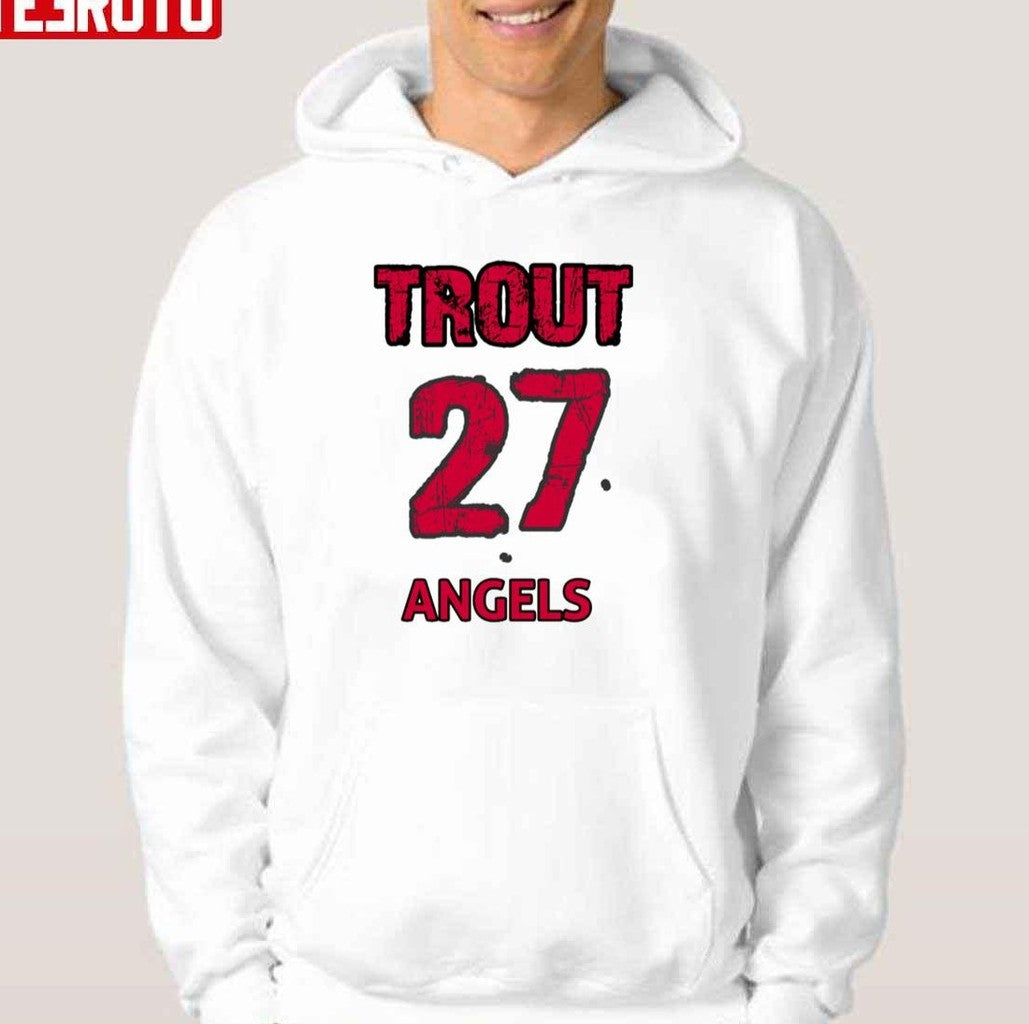 The 27 Angels Mike Trout Red Text Baseball Unisex Hoodie