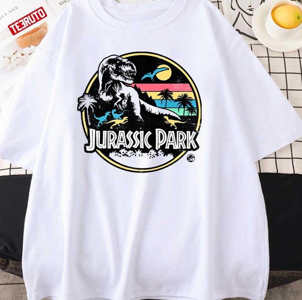 Retro Colored Jurassic Park Distressed Portrait Unisex Sweatshirt