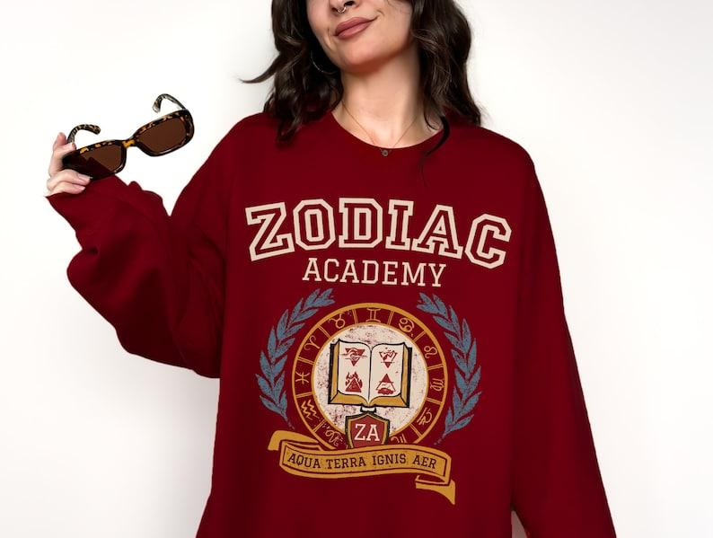 Zodiac Academy Varsity Sweatshirt, Gift for Book Lover, Bookworm Crewneck Gift for Her, Bookish Merch, Booktok Shirt, Gifts for Women Cotton Womenswea