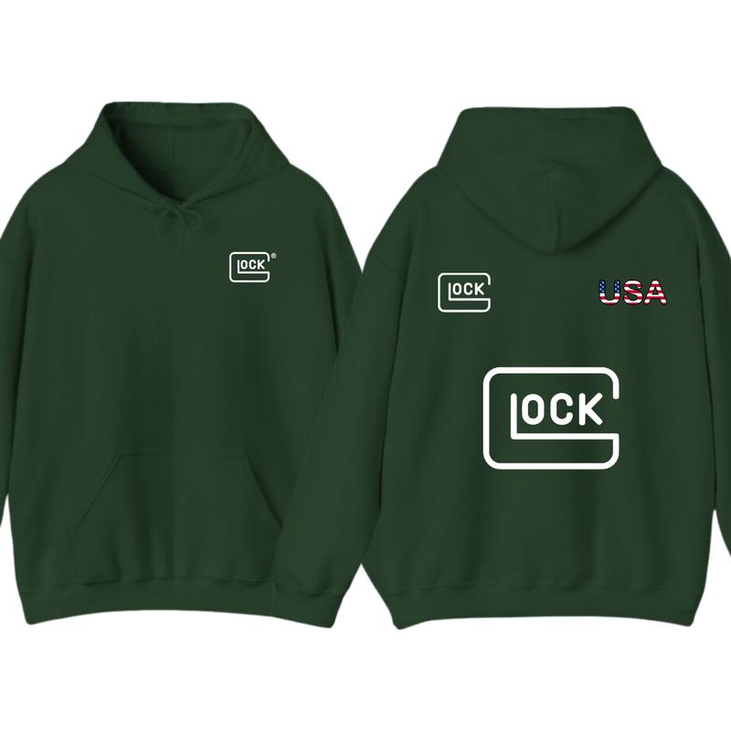 Glock Hoodie with USA Flag Design for Men, Classic Fit - Classic