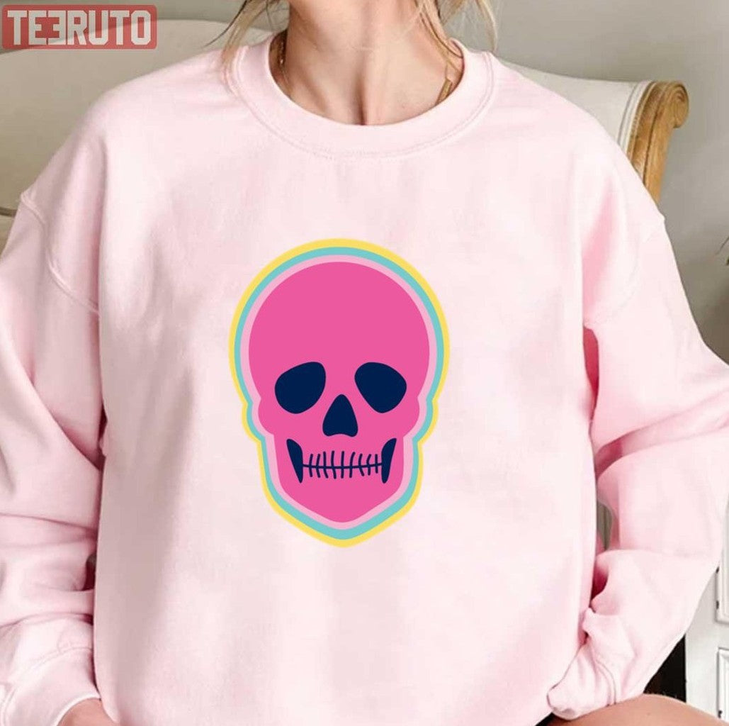 Pink Layered Skull Unisex T-Shirt