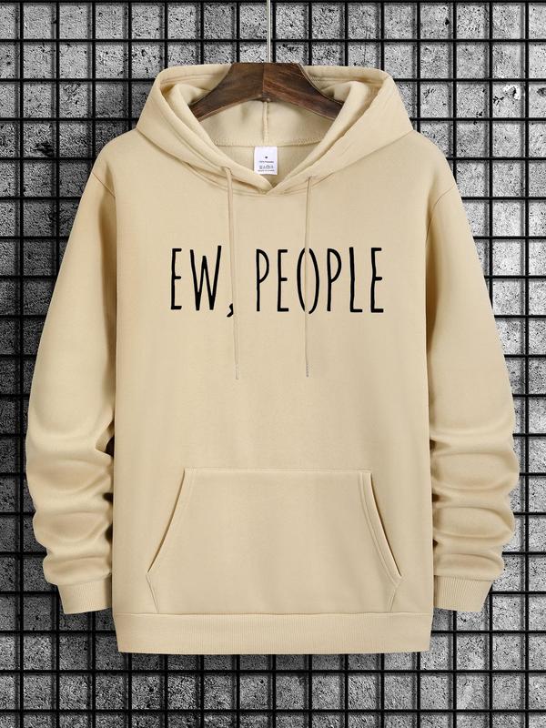 Men's Letter Print Drop Shoulder Hoodie, Casual Regular Fit Sweatshirt, Drawstring Pocket, Daily Holiday Outdoor Men's Wear for Spring & FallÂ
