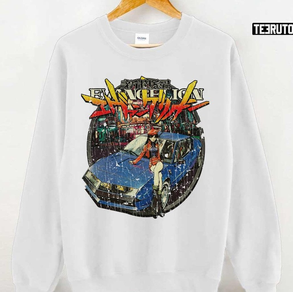 Anime Girls Evangelion Misato Katsuragi Vintage 1995 Unisex Hoodie