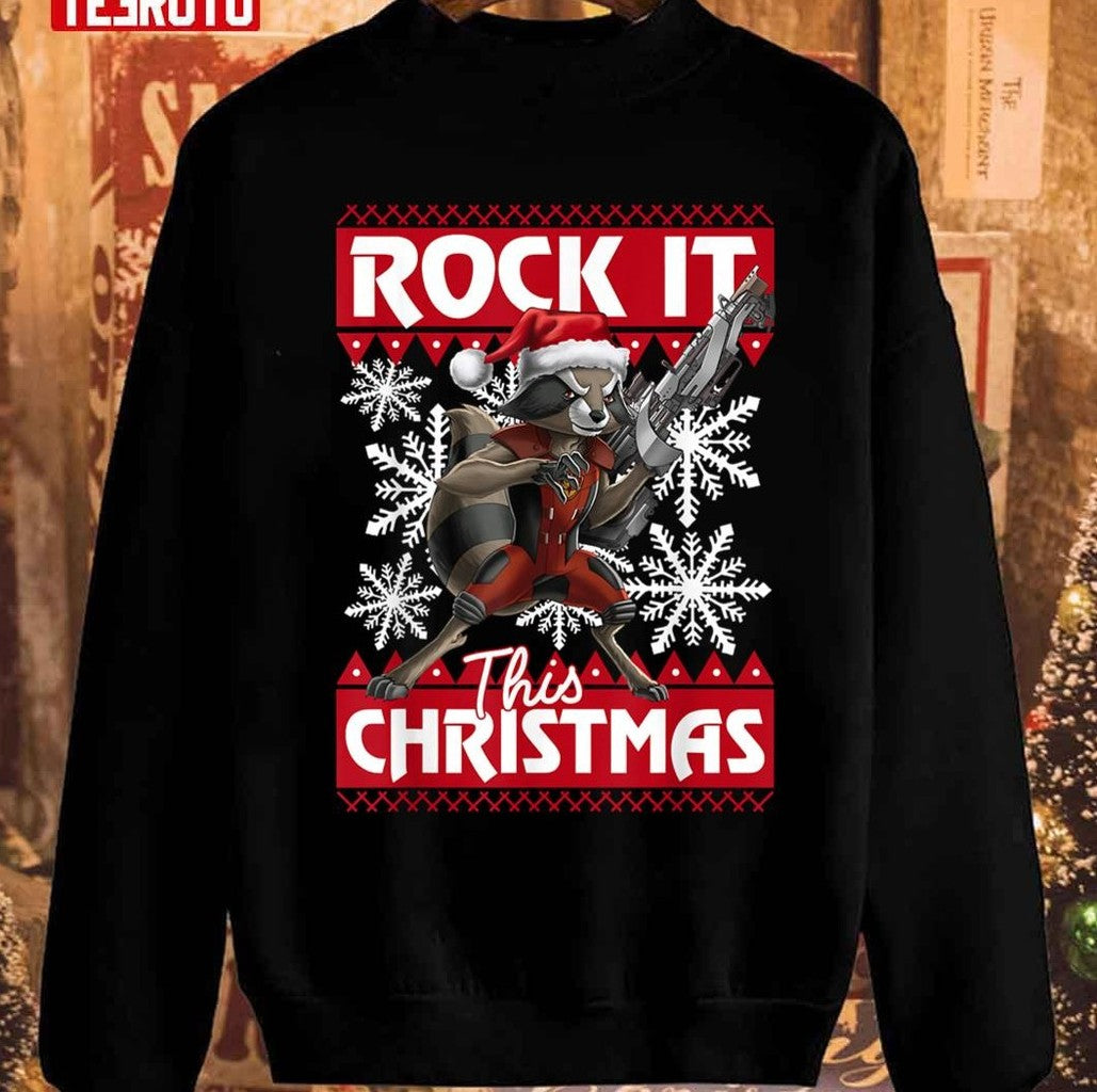 Rock It This Christmas Marvel Rocket Raccoon Unisex Sweatshirt