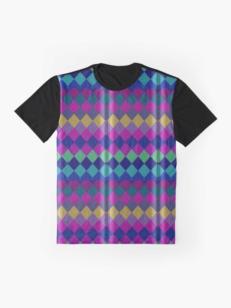 Vibrant Retro Argyle Pattern – Colorful Diamond Geometric Design Graphic T-Shirt Style001