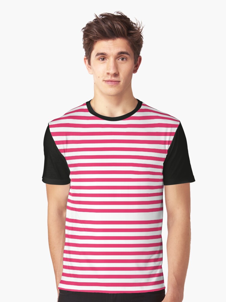 Red and White Stripes Graphic T-Shirt