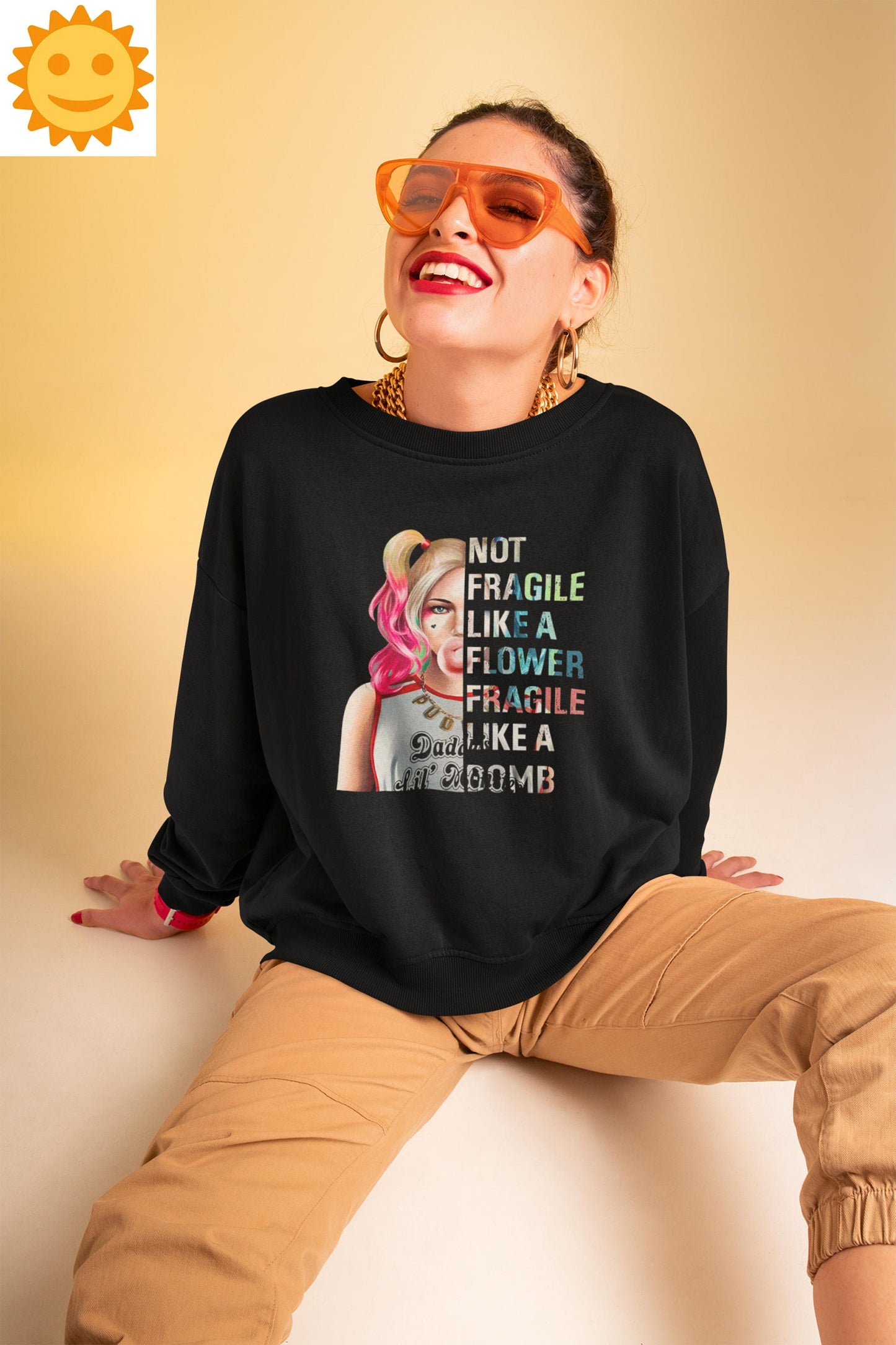 Not Fragile Like A Flower Fragile Like A Bomb Harley Quinn Vintage T-Shirt, Strong Women Shirt, Women Empowered Shirt, Feminist Shirt