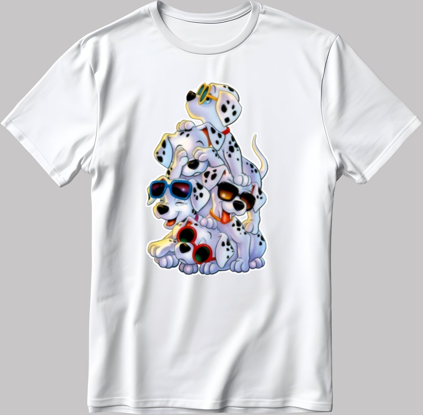 101 Dalmatians Cartoon Characters, Short Sleeve White-Black Men's / Women's T Shirt F429