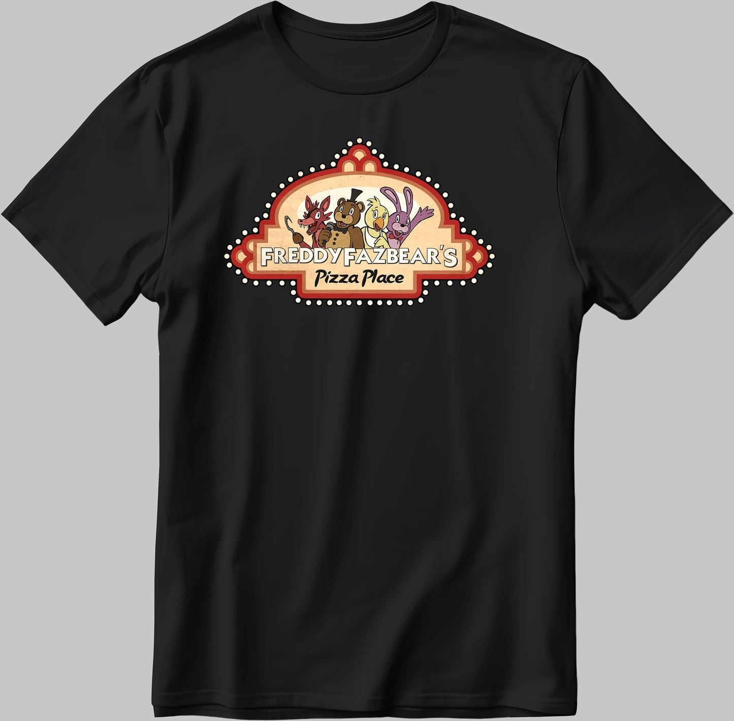 Freddyfazbear's Pizza Place Logo Short Sleeve White-Black Men's / Women's T Shirt E127