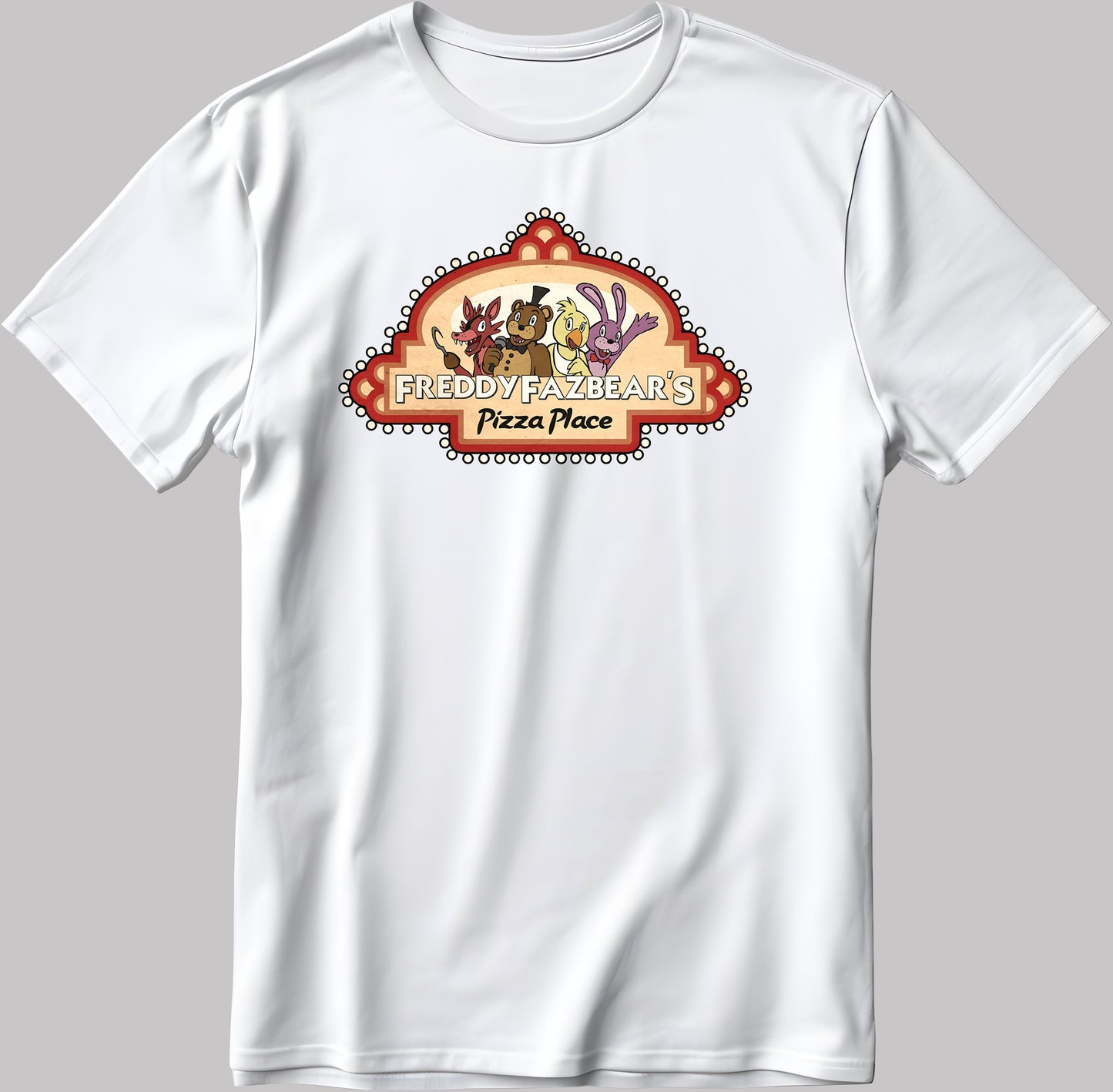Freddyfazbear's Pizza Place Logo Short Sleeve White-Black Men's / Women's T Shirt E127