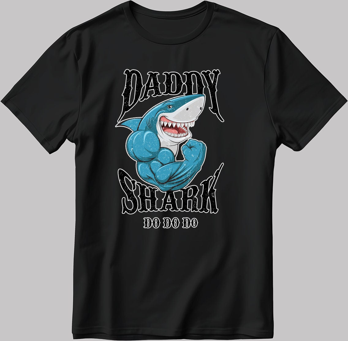 Daddy Shark Do Do Do Short Sleeve White-Black Men's / Women's T Shirt D343