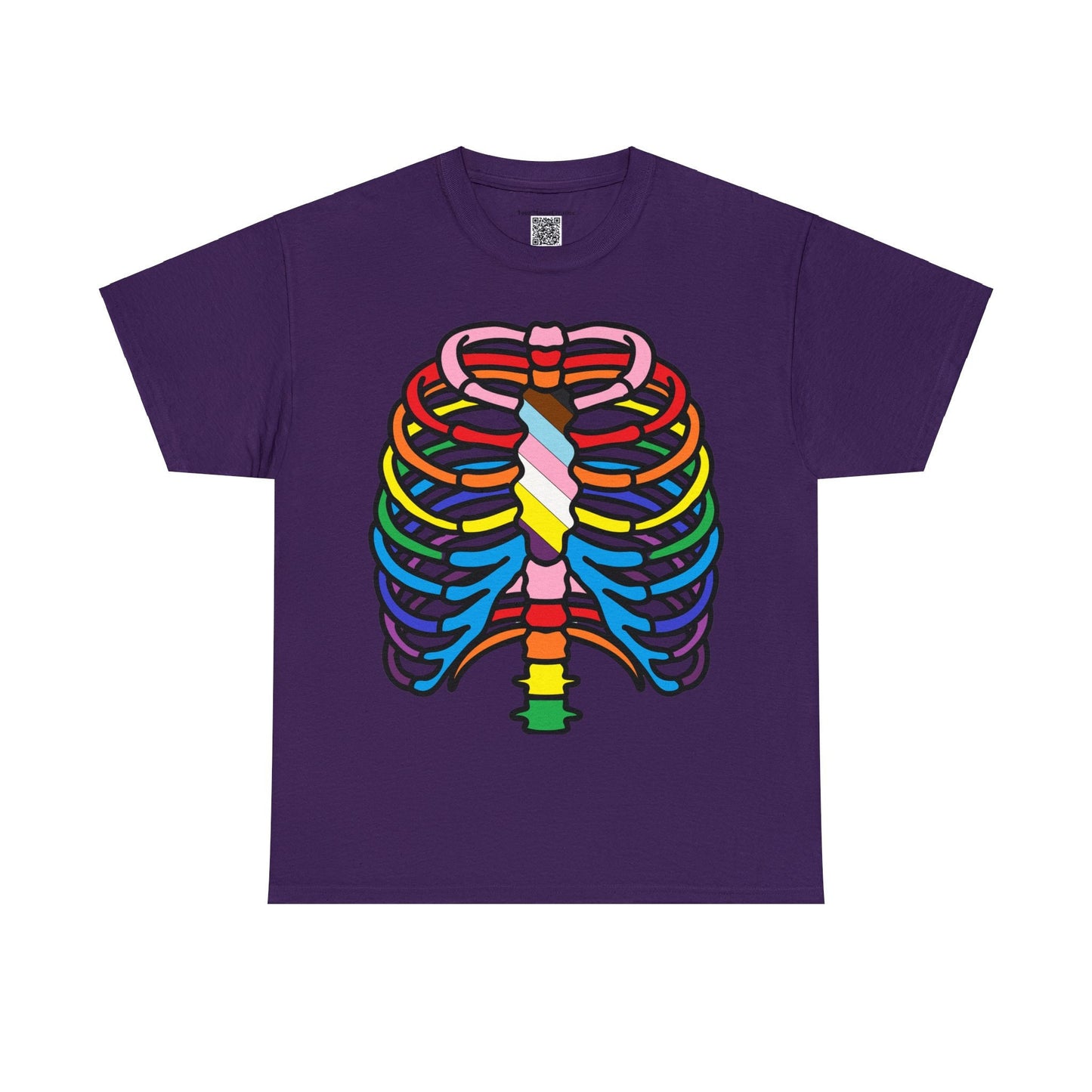 Rainbow Ribs, Pride In my Bones Flag, Anatomical Colored Ribcage Unisex Tee Shirt, Custom Unique