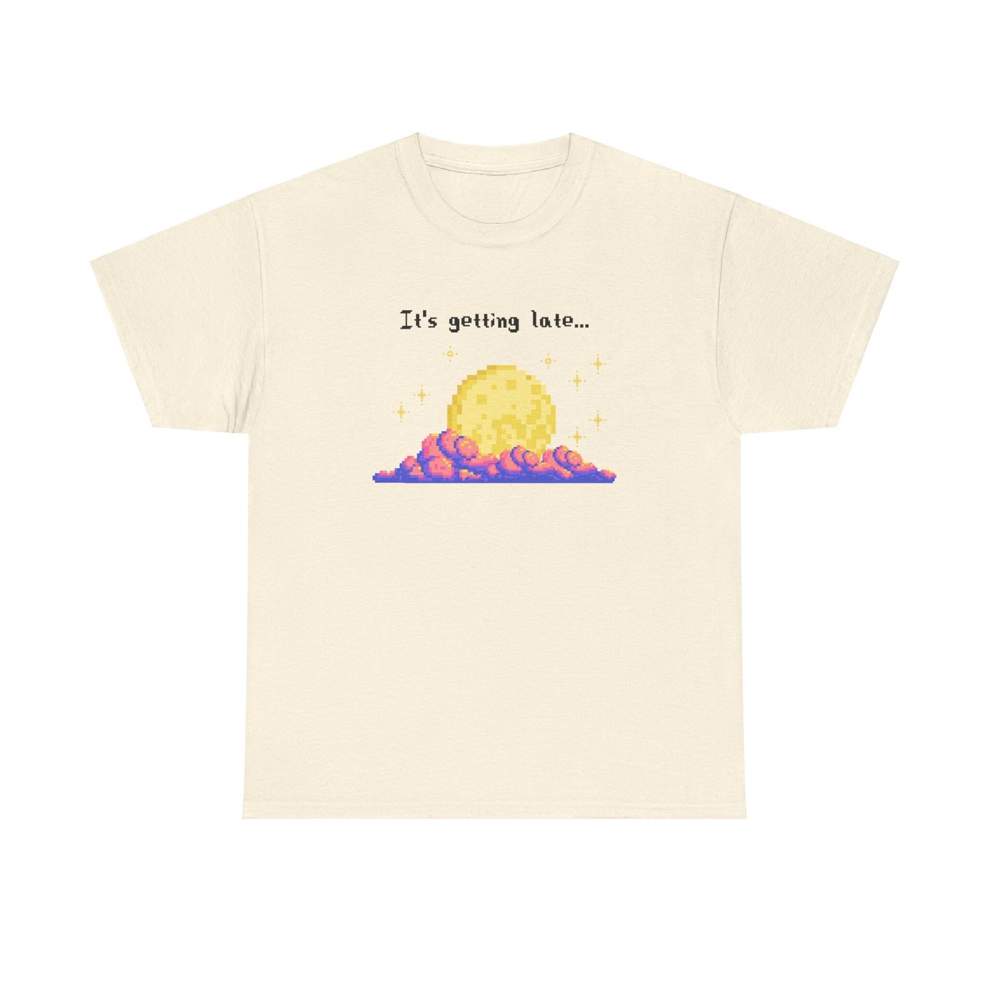 it's getting late - pixel gaming inspired t-shirt - Unisex Heavy Cotton Tee