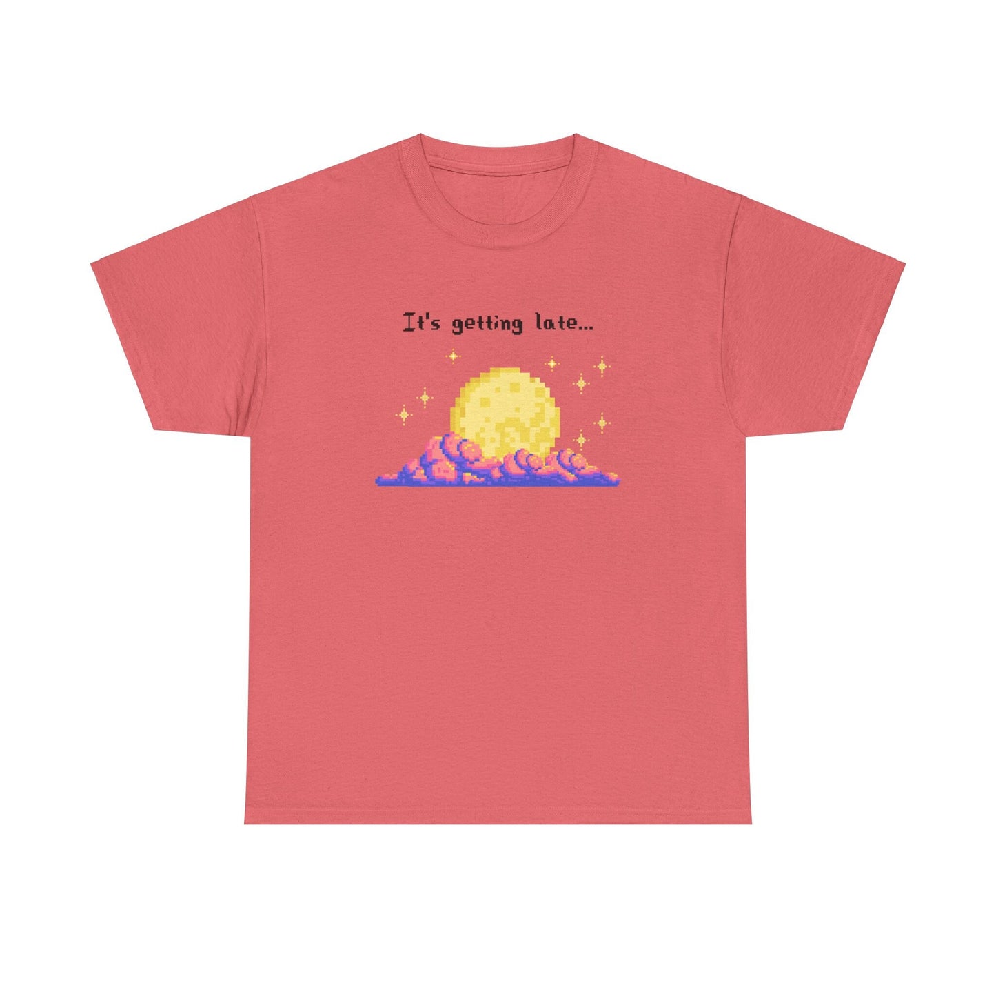 it's getting late - pixel gaming inspired t-shirt - Unisex Heavy Cotton Tee