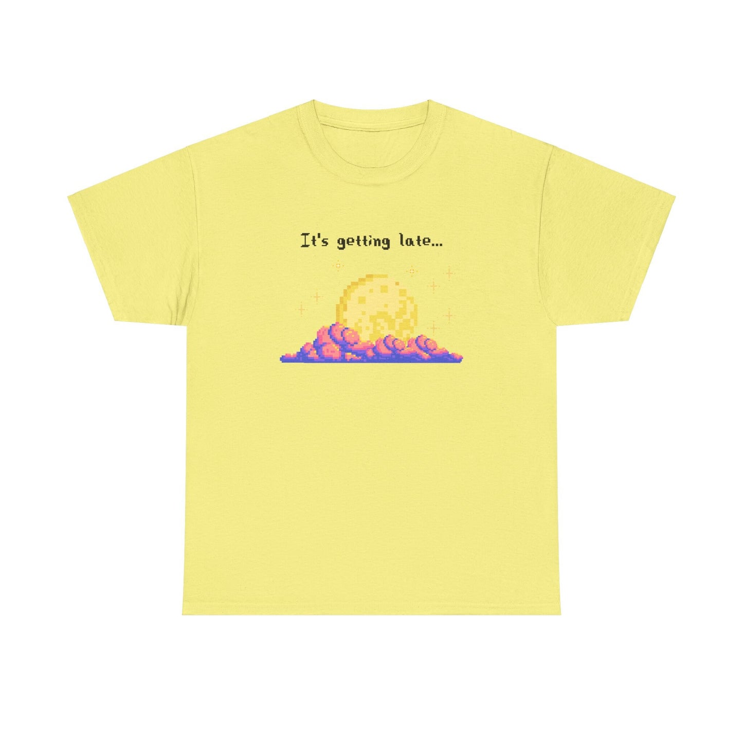 it's getting late - pixel gaming inspired t-shirt - Unisex Heavy Cotton Tee