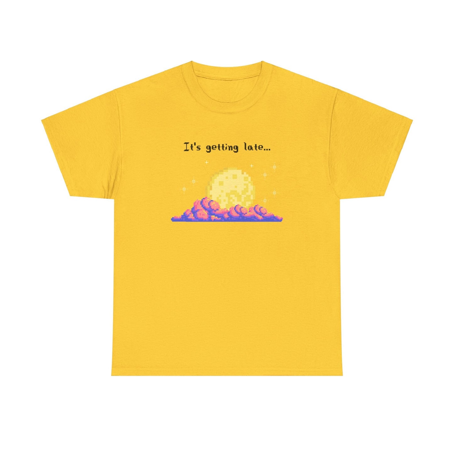 it's getting late - pixel gaming inspired t-shirt - Unisex Heavy Cotton Tee