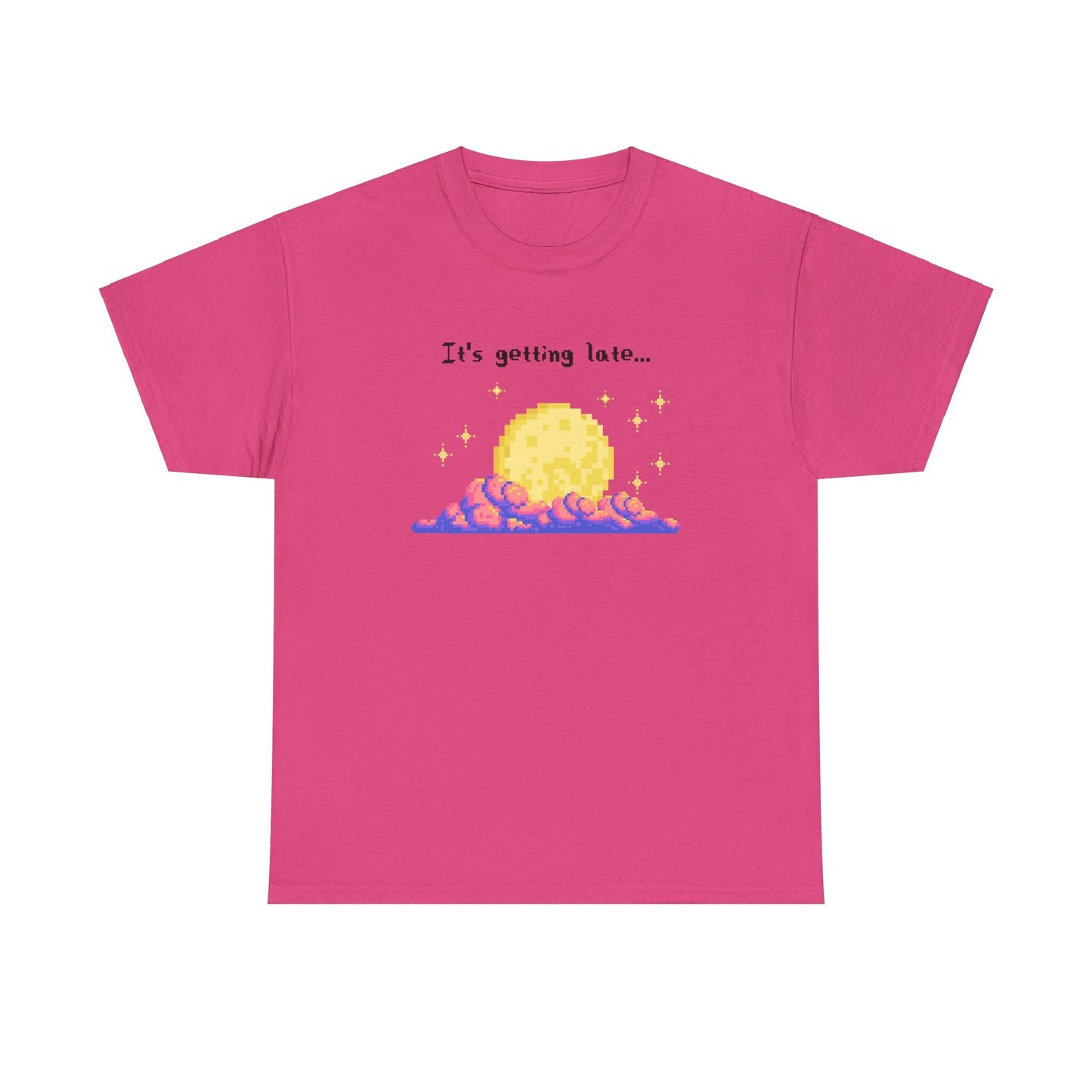 it's getting late - pixel gaming inspired t-shirt - Unisex Heavy Cotton Tee