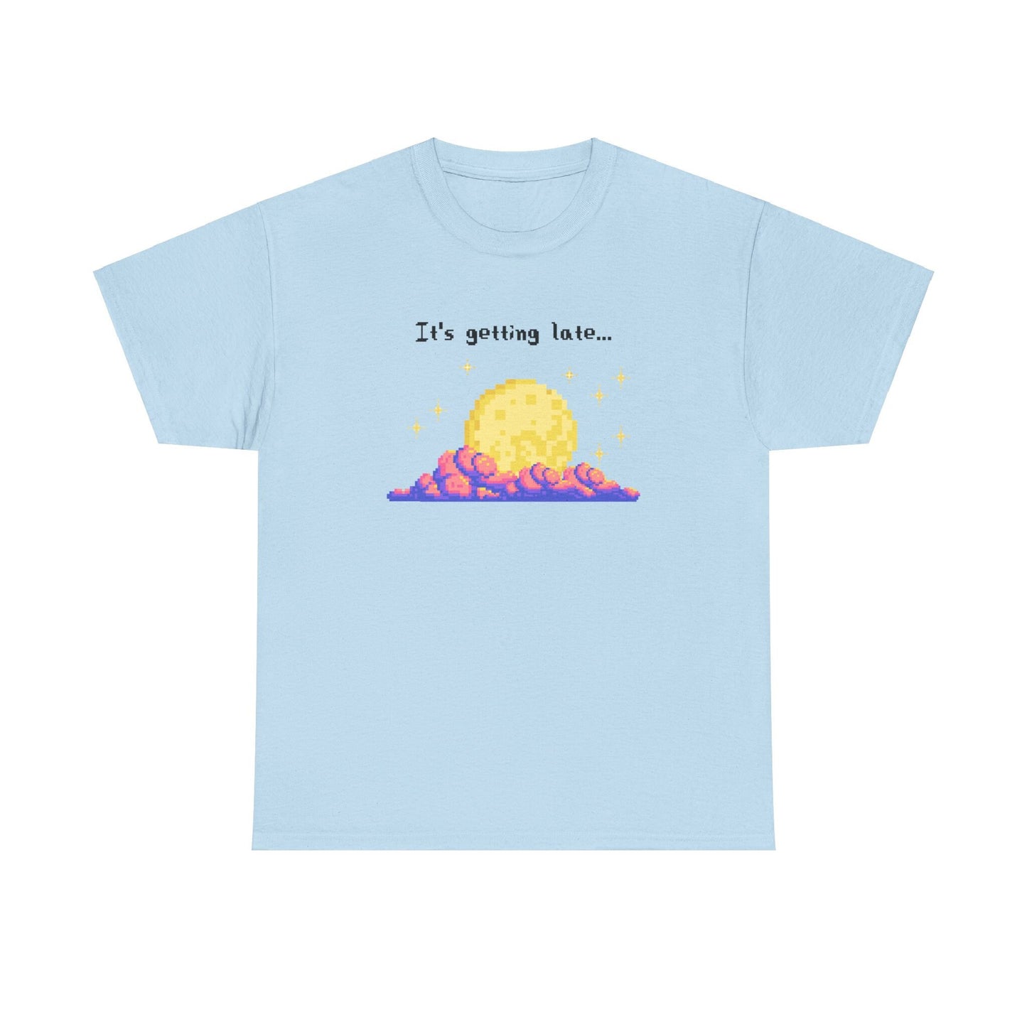 it's getting late - pixel gaming inspired t-shirt - Unisex Heavy Cotton Tee