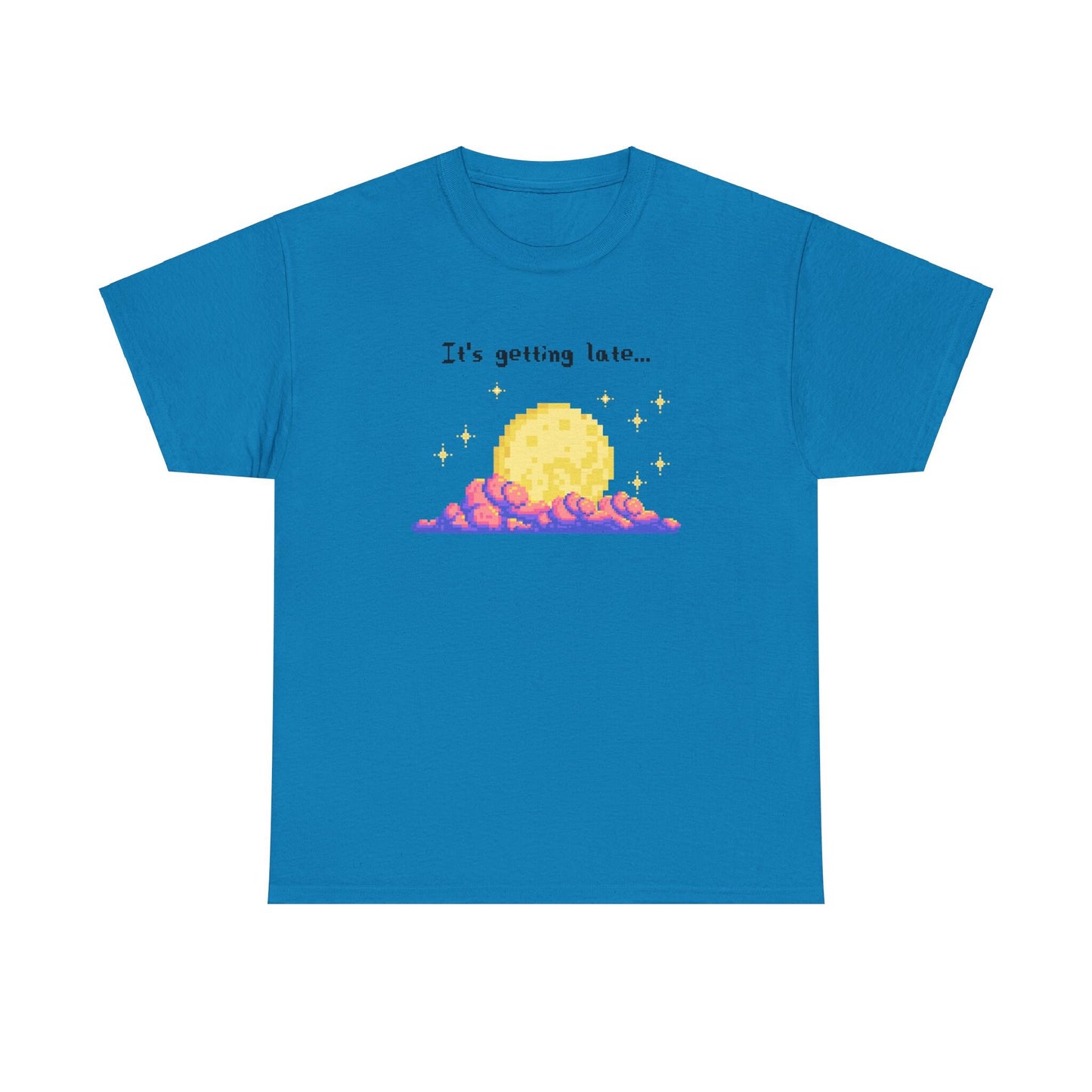 it's getting late - pixel gaming inspired t-shirt - Unisex Heavy Cotton Tee