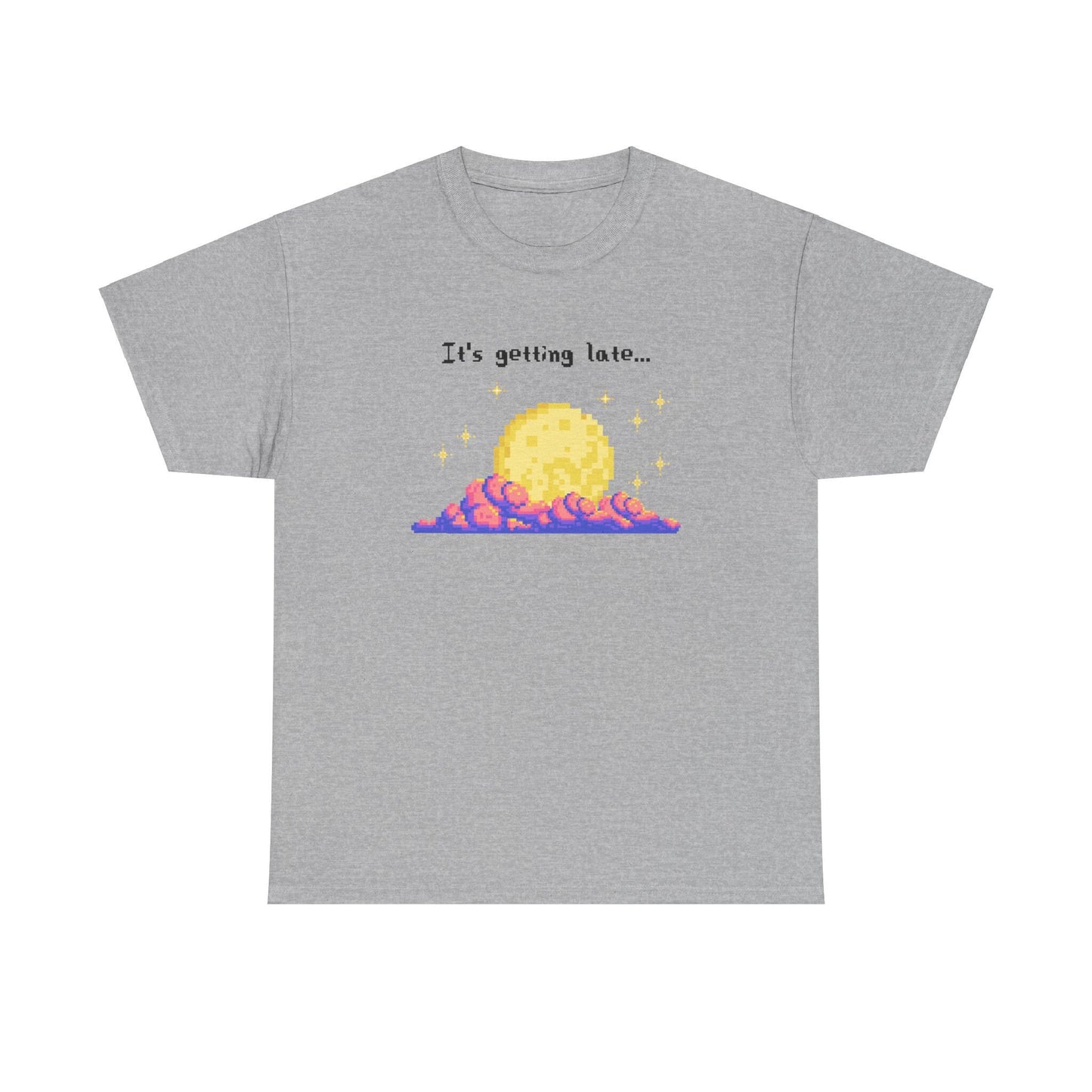it's getting late - pixel gaming inspired t-shirt - Unisex Heavy Cotton Tee