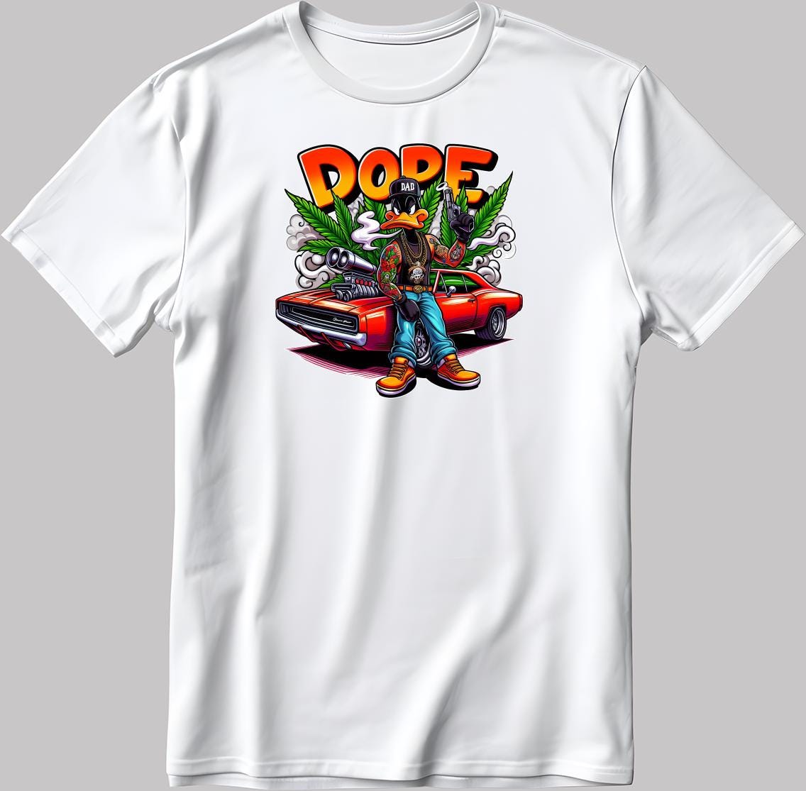 Daffy Duck DOPE Disney Short Sleeve White/Black Men / Women T Shirt H705
