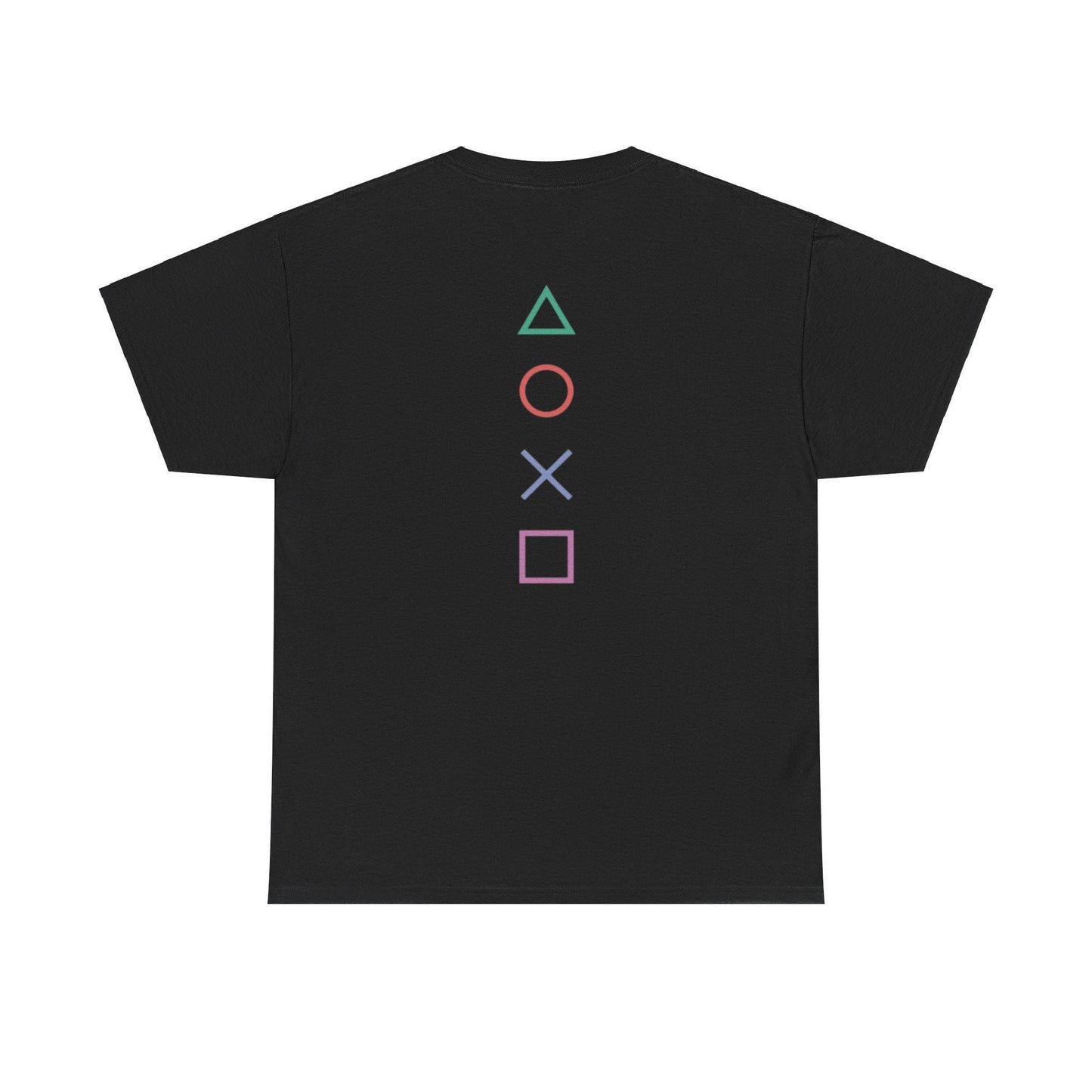 Level Up Your Wardrobe with This PlayStation-Inspired Tee – Featuring Iconic Triangle, Circle, X, and Square Buttons on the Back