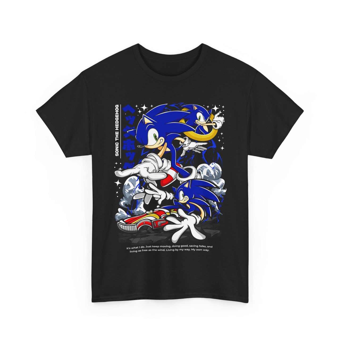 Hedgehog Shadow T-shirt Speedster Energy, Japanese Anime Hero, Gaming Legend Apparel, Manga-Inspired Action Wear, Anime Manga Shirt