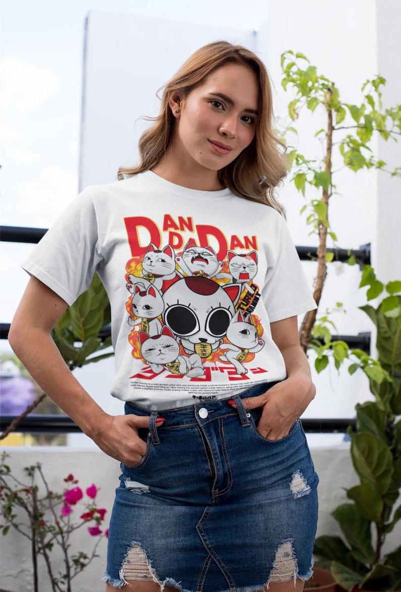 Dandadan Cat Anime Cute Funny Manga T-Shirt, Turbo Granny Unisex Tee, Kawaii Graphic Shirt, Humorous Top, Unique Gift for Anime Fans