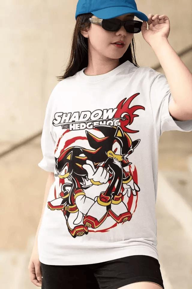 Hedgehog Shadow T-shirt Speedster Energy,Sonic,Japanese Anime Hero,Gaming Legend Apparel,Manga-Inspired Action Wear, Anime Manga Shirt