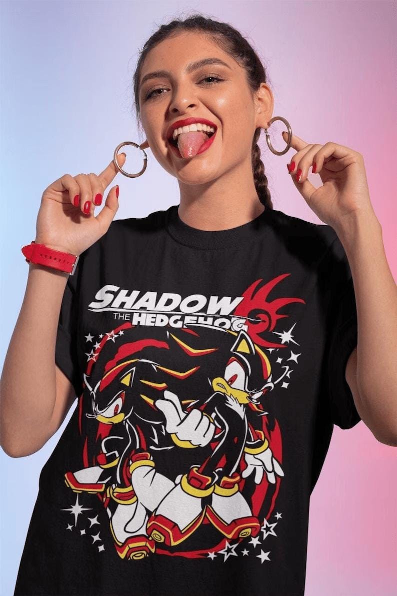 Hedgehog Shadow T-shirt Speedster Energy,Sonic,Japanese Anime Hero,Gaming Legend Apparel,Manga-Inspired Action Wear, Anime Manga Shirt