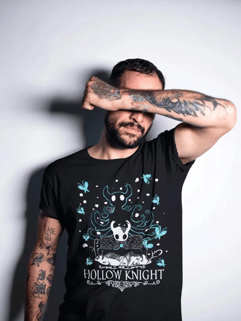 Unisex Hollow Knight Gaming T-Shirt, Indie Shirt, Graphic Anime Tee,Japanese Art Style Fanart Shirt,Illustration shirt