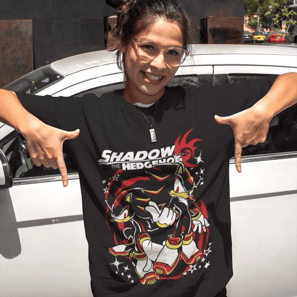 Hedgehog Shadow T-shirt Speedster Energy,Sonic,Japanese Anime Hero,Gaming Legend Apparel,Manga-Inspired Action Wear, Anime Manga Shirt