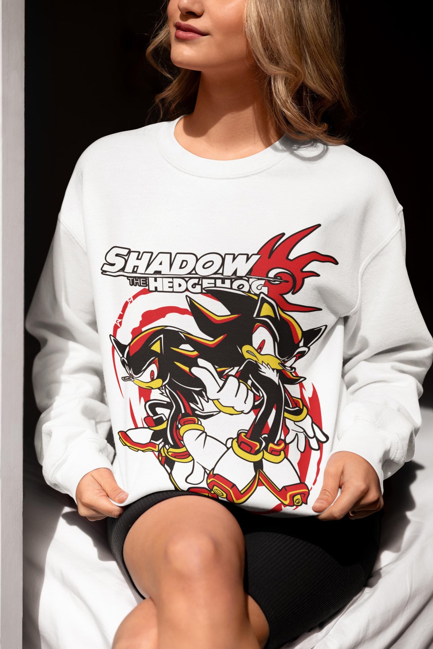 Hedgehog Shadow Sweatshirt Speedster Energy,Japanese Anime Hero,Gaming Legend Apparel, Manga Inspired Action Wear,Anime Manga Sweatshirt
