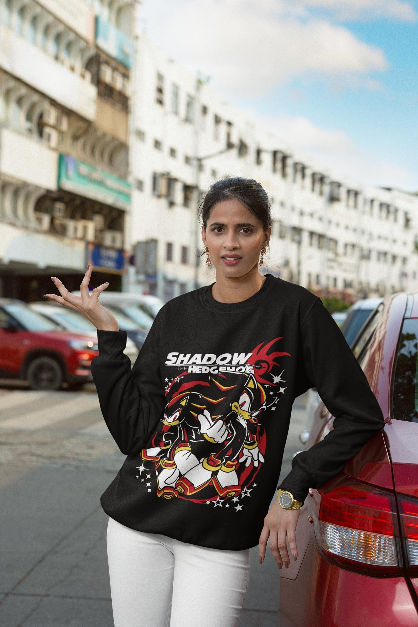 Hedgehog Shadow Sweatshirt Speedster Energy,Japanese Anime Hero,Gaming Legend Apparel, Manga Inspired Action Wear,Anime Manga Sweatshirt