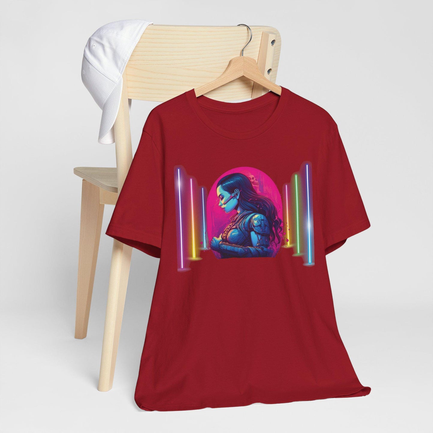 Neon AI Cyborg Girl T-Shirt | Cyberpunk Apparel | Long Lasting Print, Premium Quality Bella Canvas Tee XS to 5XL