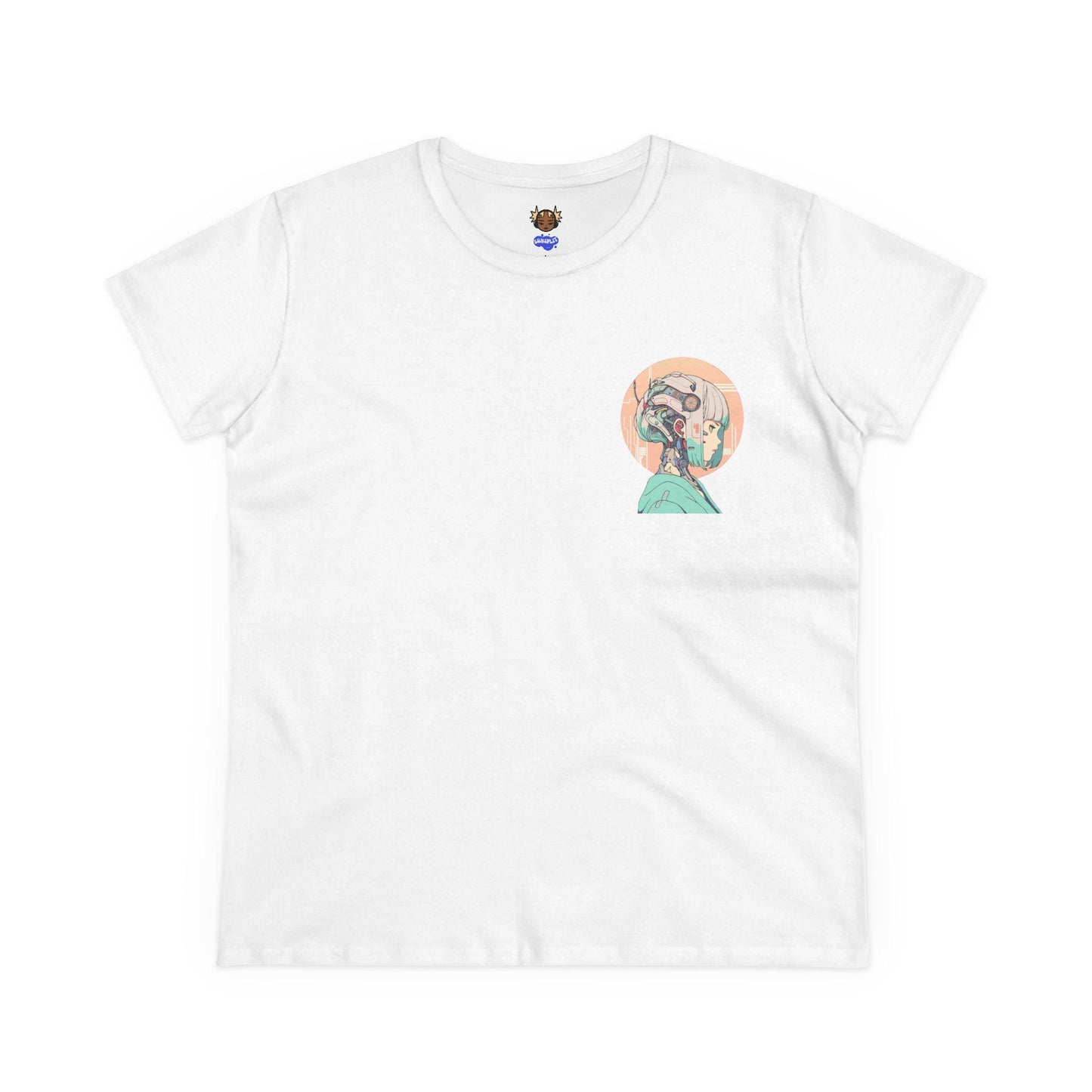 Cyberpunk Geisha Women's Midweight Cotton Tshirt, Streetwear, Anime, Casual, Japanese Girl Tshirt