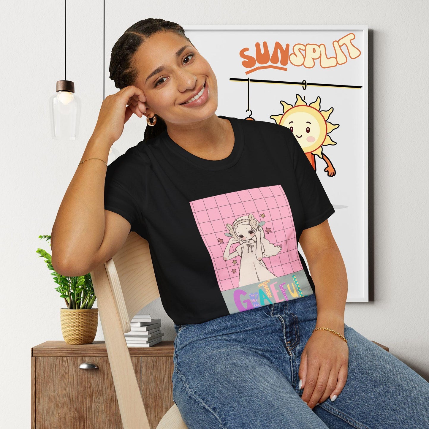 Grateful Graphic T-Shirt, Cute Casual Wear, Gift for Friends, Everyday Style, Teen Apparel, Positive Vibes