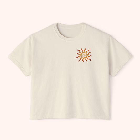 Boho Floral Women's Boxy Tee, Casual Summer Top, Beach Wear, Gift for Her, Trendy T-Shirt, Nature Inspired Clothing