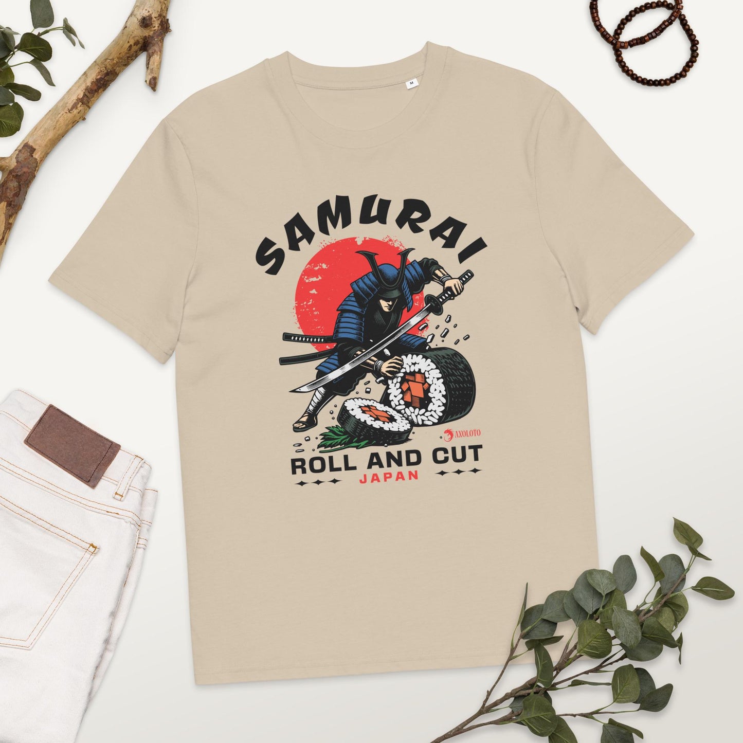 100% Cotton Samurai Roll & Cut T-Shirt - Funny Sushi Katana Graphic Tee - Japanese Food Lover Shirt - Unique Anime Streetwear, Meme Tshirt