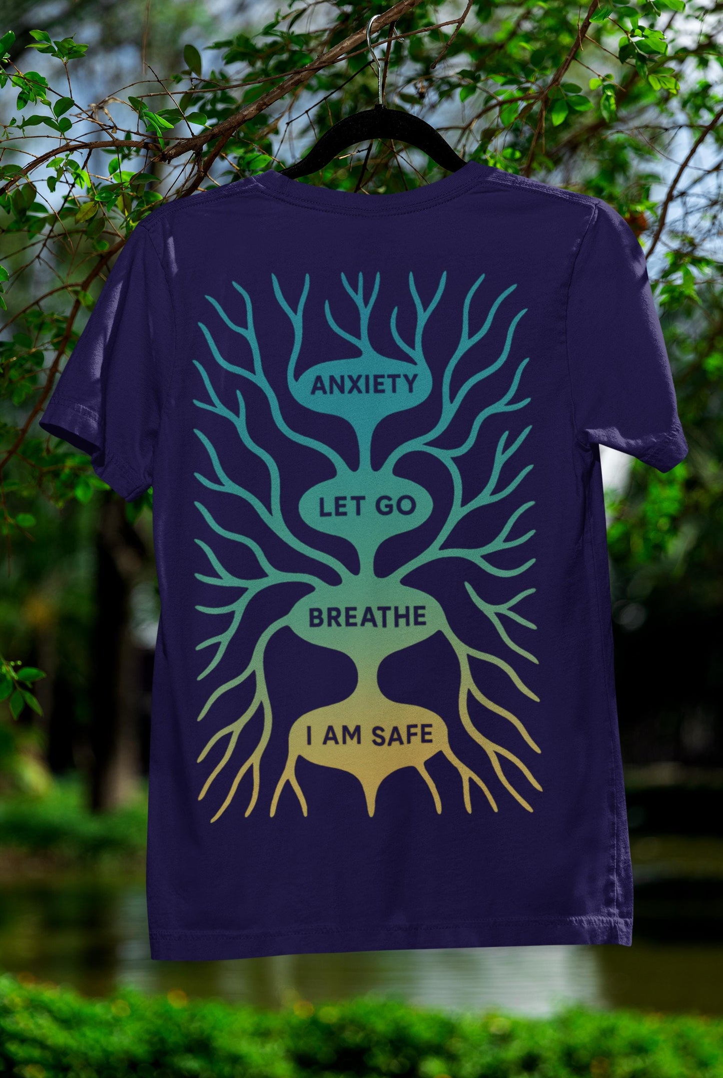 Anxiety Let Go Breathe I Am Safe Unisex T-shirt, Stress Relief Tee, Relaxation Shirt, Mental Health Awareness Top, Positive Affirmation