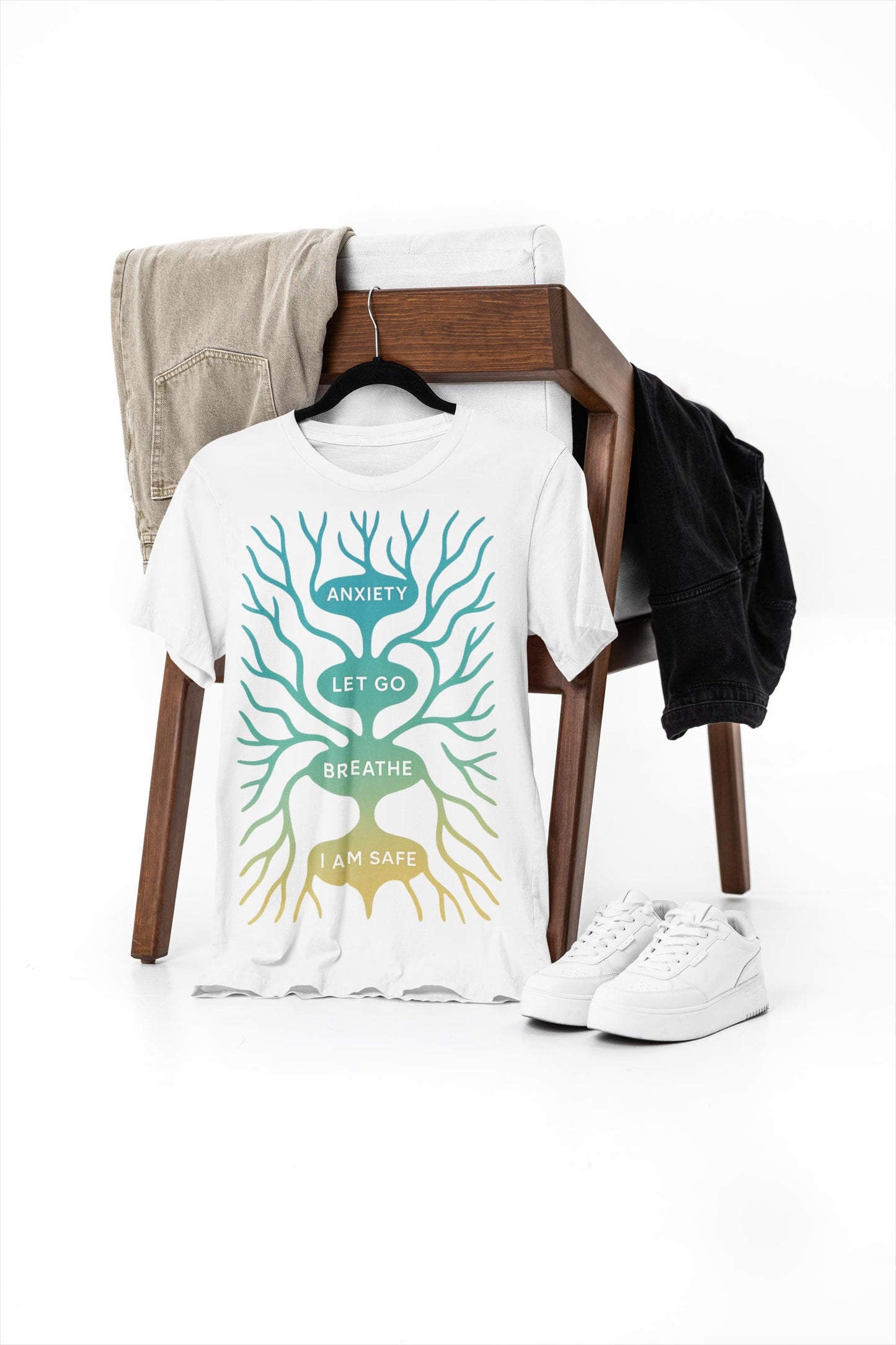 Anxiety Let Go Breathe I Am Safe Unisex T-shirt, Stress Relief Tee, Relaxation Shirt, Mental Health Awareness Top, Positive Affirmation