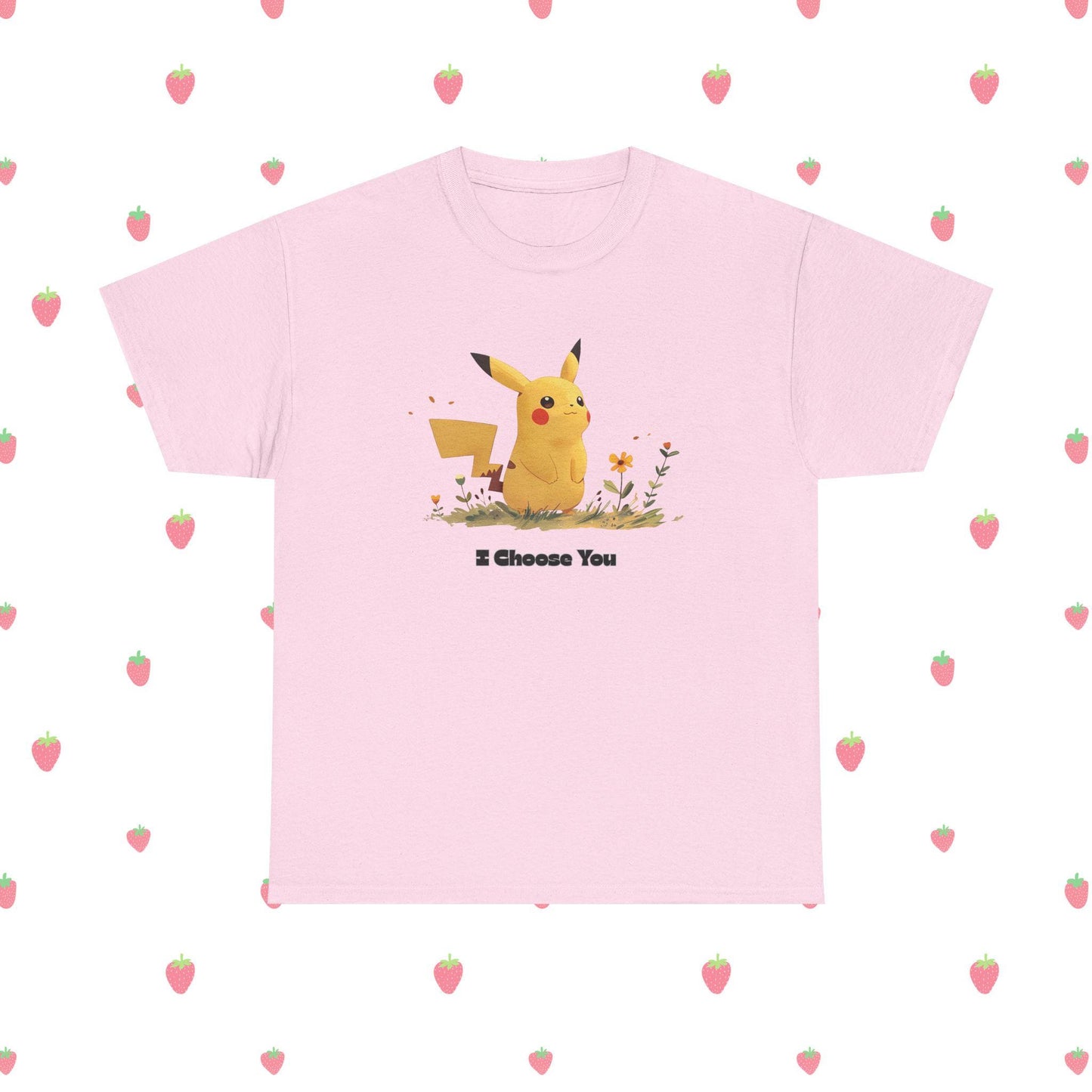 I Choose You Pika Inspired Shirt | Cute Kawaii Pokemon T-Shirt | Unisex Anime Graphic Tee | Floral Vintage Aesthetic Gift