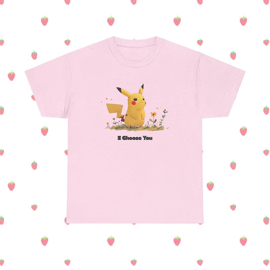 I Choose You Pika Inspired Shirt | Cute Kawaii Pokemon T-Shirt | Unisex Anime Graphic Tee | Floral Vintage Aesthetic Gift
