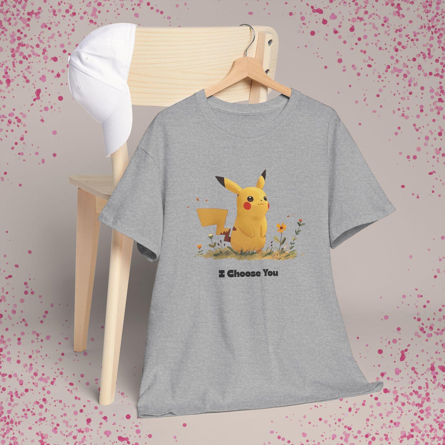 I Choose You Pika Inspired Shirt | Cute Kawaii Pokemon T-Shirt | Unisex Anime Graphic Tee | Floral Vintage Aesthetic Gift